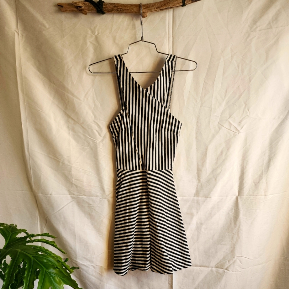 Hollister, small, black and white striped, short dress